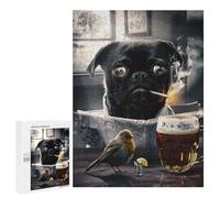 Puzzles for Adults 500 PCS Dog Smoking And Drinking Puzzles for Adults Hands-on Game But Fun And Humorous Christmas Birthday Gifts 500 PCS
