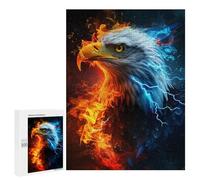 Puzzles for Adults 500 PCS Eagle Fire & Ice Art Print-1 Puzzles for Teenagers Staycation Kill Time Help The Brain Exercise Unique Birthday And Xmas Gifts 500 PCS