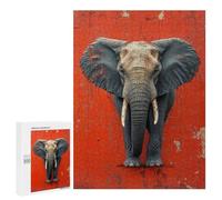 Puzzles for Adults 500 PCS Elephant on Red Wall Jigsaw Puzzles for Teenagerss Stress Reliever Educational Challenge Christmas Birthday Gifts 500 PCS