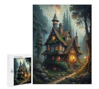 Puzzles for Adults 500 PCS Enchanted Cottage in Misty Forest Jigsaws for Adults Relaxing Games Enhance Memory Unique Birthday And Xmas Gifts 500 PCS