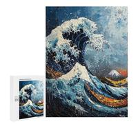 Puzzles for Adults 500 PCS Expressionist The Great Wave - Bold Contemporary Art Reinterpretation Jigsaws for Adults Relaxing Games Enhance Memory Unique Birthday And Xmas Gifts 500 PCS