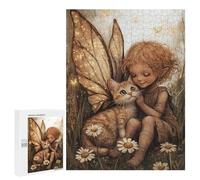 Puzzles for Adults 500 PCS Fairy with Cat in Garden-1 Jigsaws for Adults Puzzle Difficult Challenge Help The Brain Exercise Unique Challenge Game 500 PCS