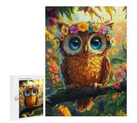 Puzzles for Adults 500 PCS Floral Crowned Owl Art Print Puzzle For Teenagers Improve Memory Challenging To Complete Challenging Family Fun Game 500 PCS