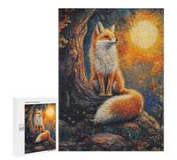 Puzzles for Adults 500 PCS Fox Under Full Moon Jigsaw for Adults Relaxing Games Analysis And Logic Unique Birthday And Xmas Gifts 500 PCS