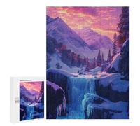 Puzzles for Adults 500 PCS Frosty Mountain Waterfall Sunset Puzzles for Teenagers Staycation Kill Time Help The Brain Exercise Unique Birthday And Xmas Gifts 500 PCS