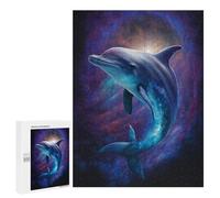 Puzzles for Adults 500 PCS Galactic Dolphins in Space Jigsaw for Teenagerss Pattern Assembly Parent-child Interaction Beautiful Design Game 500 PCS