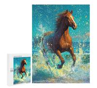 Puzzles for Adults 500 PCS Galloping Horse in Water Jigsaws for Adults Puzzle Difficult Challenge Help The Brain Exercise Unique Challenge Game 500 PCS