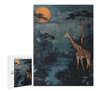 Puzzles for Adults 500 PCS Giraffe Under A Full Moon Jigsaw for Adults Relaxing Games Analysis And Logic Unique Birthday And Xmas Gifts 500 PCS