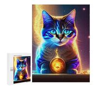 Puzzles for Adults 500 PCS Glowing Mystic Cat Orb Jigsaw for Teenagerss Pattern Assembly Parent-child Interaction Beautiful Design Game 500 PCS