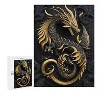 Puzzles for Adults 500 PCS Golden Dragon Illustration-6 Puzzles for Adults Family Games Stress Reliever Unique Birthday And Xmas Gifts 500 PCS