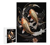 Puzzles for Adults 500 PCS Golden Koi Japan Fish Art Jigsaw Puzzles for Teenagerss Stress Reliever Educational Challenge Christmas Birthday Gifts 500 PCS