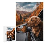 Puzzles for Adults 500 PCS Golden Retriever Autumn Drive-1 Puzzle For Teenagers Improve Memory Challenging To Complete Challenging Family Fun Game 500 PCS