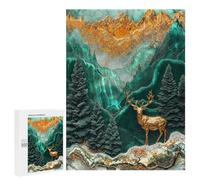 Puzzles for Adults 500 PCS Golden Stag Monarchs Realm Jigsaws for Adults Relaxing Games Enhance Memory Unique Birthday And Xmas Gifts 500 PCS