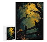 Puzzles for Adults 500 PCS Halloween Night Cat And Pumpkins Jigsaws for Adults Relaxing Games Enhance Memory Unique Birthday And Xmas Gifts 500 PCS