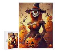 Puzzles for Adults 500 PCS Halloween Witch with Pumpkins-1 Jigsaw for Teenagerss Pattern Assembly Parent-child Interaction Beautiful Design Game 500 PCS