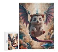 Puzzles for Adults 500 PCS Hybrid Hedgehog with Dragon Wings Jigsaws for Adults Relaxing Games Enhance Memory Unique Birthday And Xmas Gifts 500 PCS