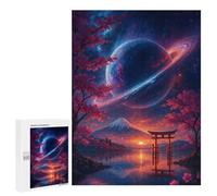 Puzzles for Adults 500 PCS Japanese Landscape with Planet And Torii Gate Jigsaw for Teenagerss Pattern Assembly Parent-child Interaction Beautiful Design Game 500 PCS