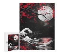 Puzzles for Adults 500 PCS Japanese Moon Red Puzzles for Adults Family Games Stress Reliever Unique Birthday And Xmas Gifts 500 PCS