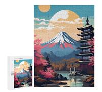 Puzzles for Adults 500 PCS Japanese Pagoda Sunset Scene Jigsaw Puzzles for Teenagerss Stress Reliever Educational Challenge Christmas Birthday Gifts 500 PCS