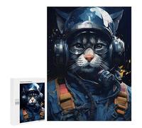 Puzzles for Adults 500 PCS Jet Pilot Cat with Goggles Jigsaw for Adults Relaxing Games Analysis And Logic Unique Birthday And Xmas Gifts 500 PCS