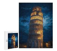 Puzzles for Adults 500 PCS Leaning Tower of Pisa Night Lights Puzzles for Teenagers Staycation Kill Time Help The Brain Exercise Unique Birthday And Xmas Gifts 500 PCS