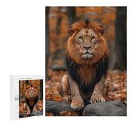 Puzzles for Adults 500 PCS Majestic Lion Portrait in Autumn Setting Jigsaw for Teenagerss Pattern Assembly Parent-child Interaction Beautiful Design Game 500 PCS