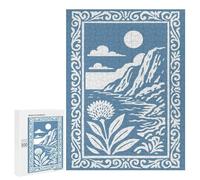 Puzzles for Adults 500 PCS Monochromatic Landscape with Floral Border Jigsaw for Teenagerss Pattern Assembly Parent-child Interaction Beautiful Design Game 500 PCS