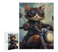 Puzzles for Adults 500 PCS Motorcycle Cat Adventure Puzzle For Teenagers Improve Memory Challenging To Complete Challenging Family Fun Game 500 PCS