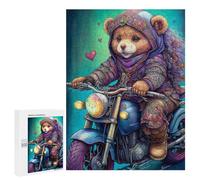 Puzzles for Adults 500 PCS Motorcycle Riding Panda Art Print Puzzles for Teenagers Staycation Kill Time Help The Brain Exercise Unique Birthday And Xmas Gifts 500 PCS