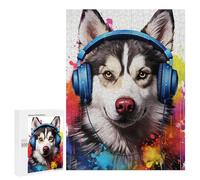 Puzzles for Adults 500 PCS Music Lovers' Husky Headphones Puzzle For Teenagers Improve Memory Challenging To Complete Challenging Family Fun Game 500 PCS