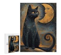 Puzzles for Adults 500 PCS Mystical Black Cat Art Jigsaw for Adults Relaxing Games Analysis And Logic Unique Birthday And Xmas Gifts 500 PCS