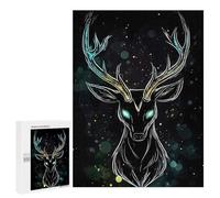 Puzzles for Adults 500 PCS Mystical Deer with Glowing Antlers Jigsaw Puzzles for Teenagerss Stress Reliever Educational Challenge Christmas Birthday Gifts 500 PCS