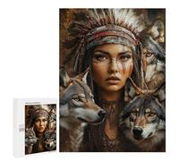 Puzzles for Adults 500 PCS Native American Wolf Spirit Art Jigsaw Puzzles for Adults But Fun And Humorous for Birthday, Chrismas Christmas Birthday Gifts 500 PCS