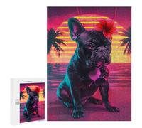 Puzzles for Adults 500 PCS Neon Sunset Bulldog Puzzles for Teenagers Staycation Kill Time Help The Brain Exercise Unique Birthday And Xmas Gifts 500 PCS