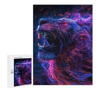 Puzzles for Adults 500 PCS Neon Tiger Roar Jigsaw for Teenagerss Pattern Assembly Parent-child Interaction Beautiful Design Game 500 PCS