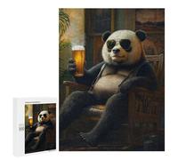 Puzzles for Adults 500 PCS Panda Bear Relaxing with Beer Jigsaw for Adults Relaxing Games Analysis And Logic Unique Birthday And Xmas Gifts 500 PCS