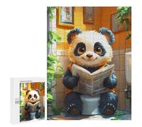 Puzzles for Adults 500 PCS Panda Reading Newspaper on Toilet Puzzles for Adults Hands-on Game But Fun And Humorous Christmas Birthday Gifts 500 PCS