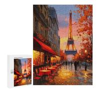 Puzzles for Adults 500 PCS Parisian Café with Eiffel Tower View Jigsaws for Adults Puzzle Difficult Challenge Help The Brain Exercise Unique Challenge Game 500 PCS