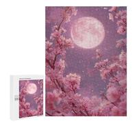 Puzzles for Adults 500 PCS Pink Moon Blossom Night Puzzle For Teenagers Improve Memory Challenging To Complete Challenging Family Fun Game 500 PCS