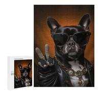 Puzzles for Adults 500 PCS Pit Bull in Sunglasses Puzzle for Adults Family Games Hand Speed Race Unique Birthday And Xmas Gifts 500 PCS