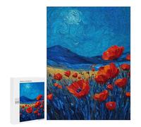 Puzzles for Adults 500 PCS Poppy Field Painting -2 Jigsaws for Adults Puzzle Difficult Challenge Help The Brain Exercise Unique Challenge Game 500 PCS