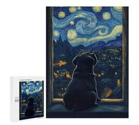 Puzzles for Adults 500 PCS Pug Starry Night Jigsaw for Teenagerss Pattern Assembly Parent-child Interaction Beautiful Design Game 500 PCS