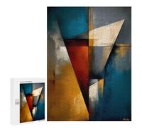 Puzzles for Adults 500 PCS Puzzles Abstract Angular Structure - Blue, Gold & Red Geometry Puzzles for Adults Toy Wall Decor Difficult Hard Help The Brain Exercise 500 PCS