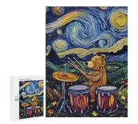 Puzzles for Adults 500 PCS Puzzles Bear Drumming Under Starry Night Puzzles for Adults Family Game Presents for Women for Birthday, Chrismas 500 PCS