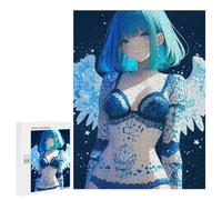 Puzzles for Adults 500 PCS Puzzles Blue-haired Angel with Tattoos Anime Girl Gaming Puzzles for Adults Brain Teaser Game Perfect Decoration Deal As Gifts for The Whole Family 500 PCS