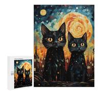 Puzzles for Adults 500 PCS Puzzles Cats Under The Stars Puzzles for Adults Toy Wall Decor Difficult Hard Help The Brain Exercise 500 PCS