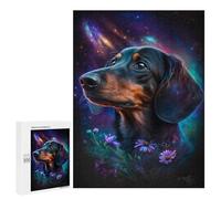 Puzzles for Adults 500 PCS Puzzles Cosmic Dachshund with Flowers-1 Puzzles for Adults Brain Teaser Game Perfect Decoration Deal As Gifts for The Whole Family 500 PCS
