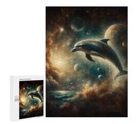 Puzzles for Adults 500 PCS Puzzles Dolphin in Space Puzzles for Adults Brain Teaser Game Perfect Decoration Deal As Gifts for The Whole Family 500 PCS