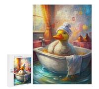 Puzzles for Adults 500 PCS Puzzles Duck in Bathtub with Towel Hat Puzzles for Adults Brain Teaser Game Perfect Decoration Deal As Gifts for The Whole Family 500 PCS