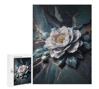 Puzzles for Adults 500 PCS Puzzles Elegant White Flower on Marble Background Puzzles for Adults Brain Teaser Game Perfect Decoration Deal As Gifts for The Whole Family 500 PCS